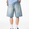 K030 Men's 13.2 OZ Snap Hook 3D Baroque Embroidery Denim Shorts