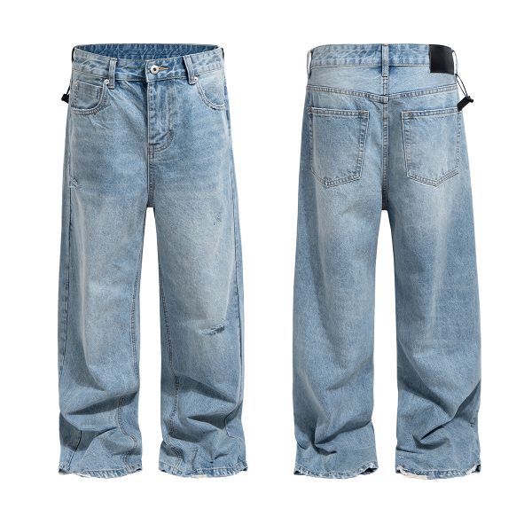 1787300895579903.jpg TJ160 Men's 14.5 OZ Rigid Baggy Straight Ripped Denim Jeans