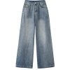 Women's 11 OZ Rhinestone Classic Five Pockets Wide Leg Jeans