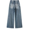 Women's 11 OZ Rhinestone Classic Five Pockets Wide Leg Jeans