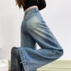 Women's 11 OZ Rhinestone Classic Five Pockets Wide Leg Jeans