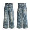 1787539027127141.jpg H3816 Men's 13.7 OZ All‑Over Printing Loose Straight Denim Jeans