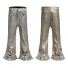 ZJ151 Men's 13.6 OZ Stretch Foil Hot‑Stamping Coated Flared Jeans