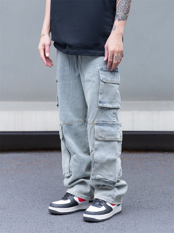 1787568209649791.jpg 8557 Men's 14.2 OZ Vintage Light Wash Cargo Baggy Jeans