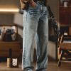 9912 Men's Vintage Acid Snow Wash Hand‑Brushed Whiskers Jeans