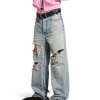 ZJ140 Men's 14.6 OZ Grunge 90s Vintage Ripped Straight Jeans