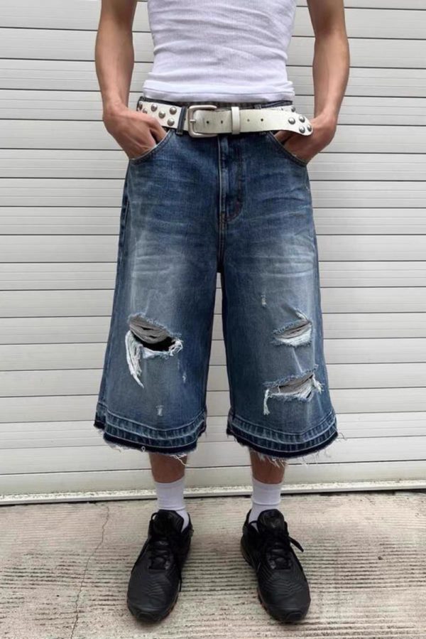 1787583229129558.jpg TJ177 Men's 12.5 OZ Baggy Loose Destroyed Ripped Raw Hem Capri Cropped Jeans