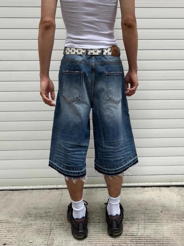1787583231917338.jpg TJ177 Men's 12.5 OZ Baggy Loose Destroyed Ripped Raw Hem Capri Cropped Jeans