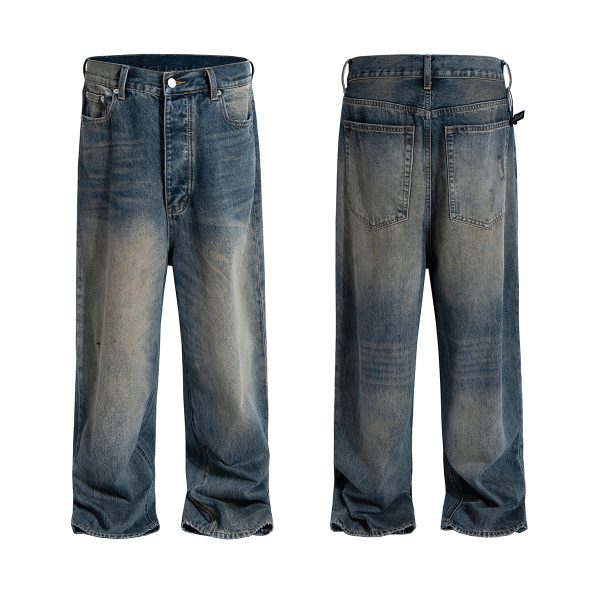 1787625430711780.jpg FJ071 Men's 14.6 OZ Mud Vintage Wash Relaxed Straight Jeans