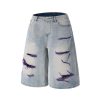 1787682277574772.jpg 1519 Men's 13 OZ Grunge Blue‑purple Two‑tone Denim Cropped Capri Ripped Jeans