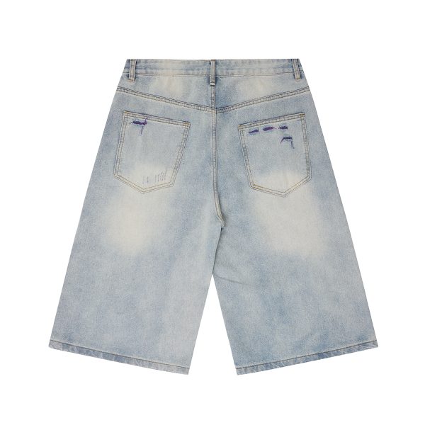1787682327471575.jpg 1519 Men's 13 OZ Grunge Blue‑purple Two‑tone Denim Cropped Capri Ripped Jeans