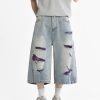 1787682331427002.jpg 1519 Men's 13 OZ Grunge Blue‑purple Two‑tone Denim Cropped Capri Ripped Jeans