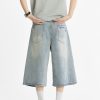1787682341593578.jpg 1519 Men's 13 OZ Grunge Blue‑purple Two‑tone Denim Cropped Capri Ripped Jeans