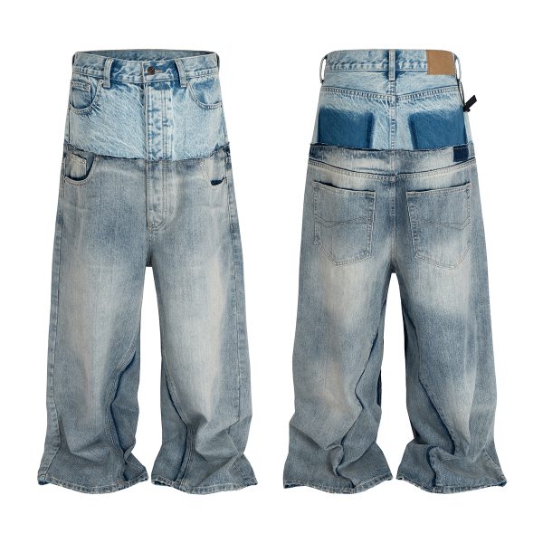 1787744578487102.jpg MJ016 Men's 15.5 OZ Y2K Baggy Double Waist Wide Leg Patchwork Jeans