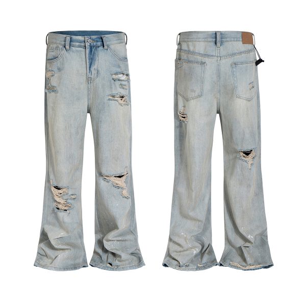1787746084612226.jpg TJ162 Men's 13.2 OZ Vintage Ripped Splatter Painting Bootcut Jeans