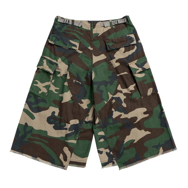 8486 Men's 9.8 OZ 100% Cotton Baggy Military Ripstop Camo Cargo Cropped Capri Pants