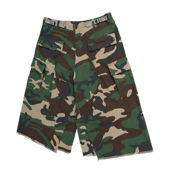 8486 Men's 9.8 OZ 100% Cotton Baggy Military Ripstop Camo Cargo Cropped Capri Pants