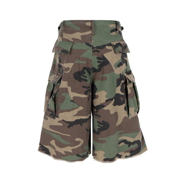 8494 Men's 9.8 OZ 100% Cotton Baggy Military Ripstop Camo Cargo Cropped Capri Pants