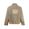 DY-965 Men's Mud Vintage Wash Double Collar Quilted Lined Padded Denim Jackets