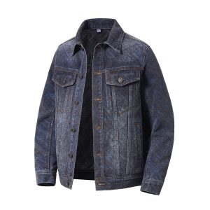 Y1506 Men's Chenille Tone‑on‑Tone Jacquard Denim Jackets