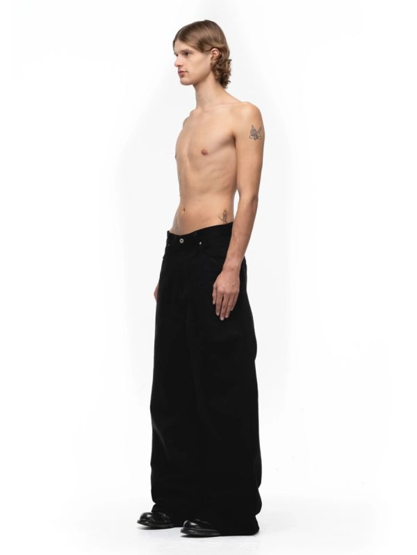 TJ149 Men's 13.6 OZ Solid Black Classic Five Pockets Baggy Jeans