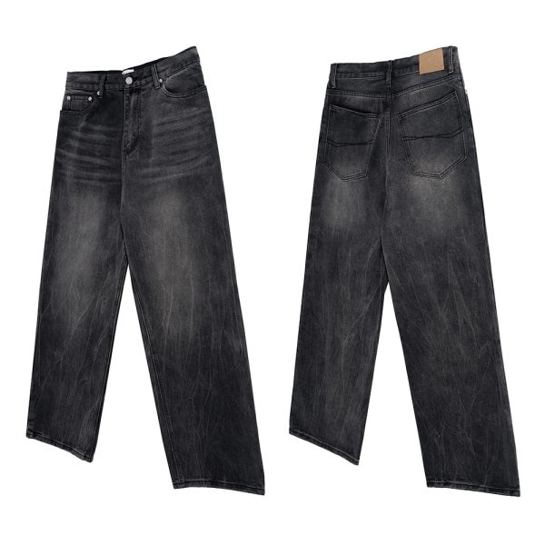 1787817260541512.jpg FJ067 Men's Enzyme Stone Wash Charcoal Black Baggy Jeans