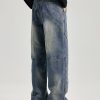 JK9661 Men's Moto Biker Laser Etching Stitched Embossed Jeans