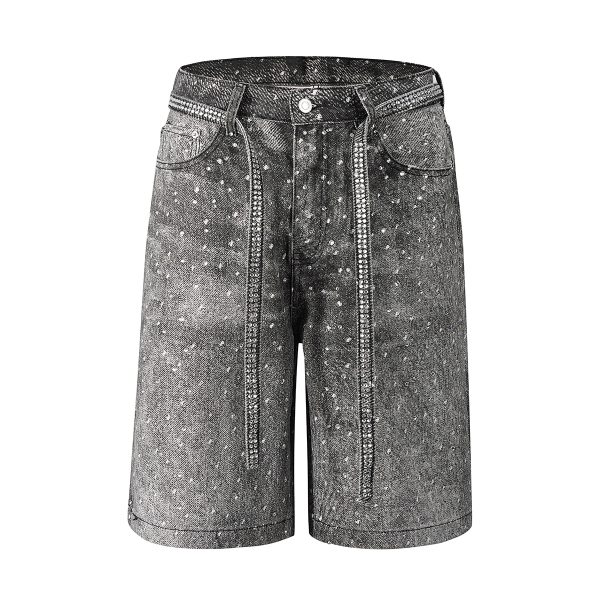 1787829914206821.jpg Q183 Men's 14.5 OZ 100% 3D Digital Printing Rhinestone Baggy Shorts
