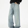 Q166 Men's 3D Digital Printing Rhinestone Loose Straight Jeans