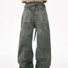 Q166 Men's 3D Digital Printing Rhinestone Loose Straight Jeans