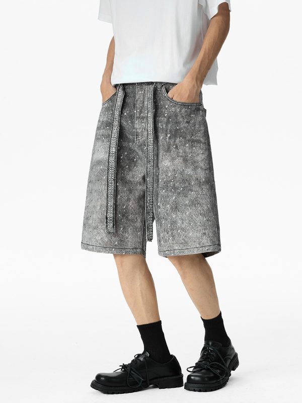 1787833222173444.jpg Q183 Men's 14.5 OZ 100% 3D Digital Printing Rhinestone Baggy Shorts