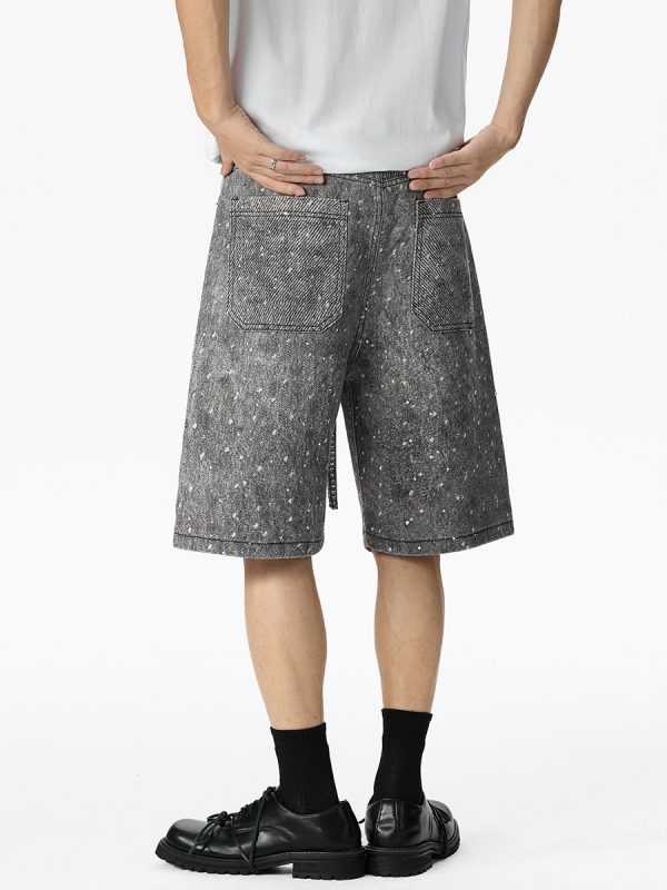 1787833228451024.jpg Q183 Men's 14.5 OZ 100% 3D Digital Printing Rhinestone Baggy Shorts