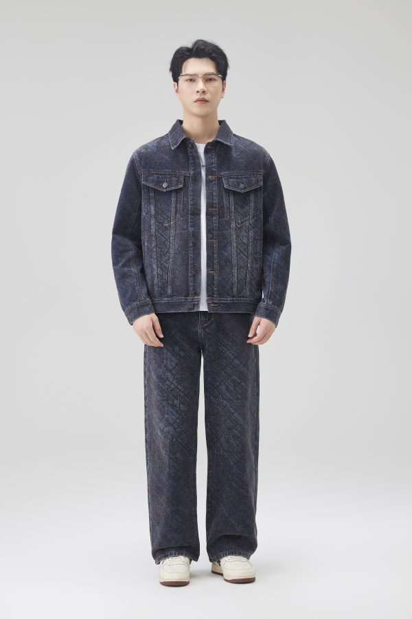 Y1506 Men's Chenille Tone‑on‑Tone Jacquard Denim Jackets