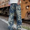 1787921063520492.jpg 3752 Men's 10.4 OZ 100% Cotton Baggy Checkered Jacquard Denim Jeans