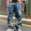 1787921072838748.jpg 3752 Men's 10.4 OZ 100% Cotton Baggy Checkered Jacquard Denim Jeans