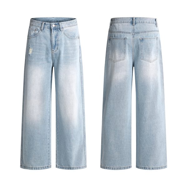 H3825 Men's 12.2 OZ High Rise Vintage Enzyme Stone Wash Ripped Jeans