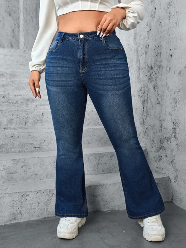 1788124133781171.jpg 819 Women's 12 OZ Plus Size High Rise Flare Embroidered Back Pockets Jeans
