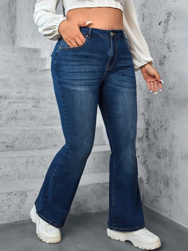 1788124163560229.jpg 819 Women's 12 OZ Plus Size High Rise Flare Embroidered Back Pockets Jeans