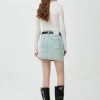 Women's 11.8 OZ Minimalist A‑line Raw Hem Mini Denim Skirts