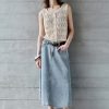 Women's 12.8 OZ High Rise Minimalist A‑line Midi Denim Skirts