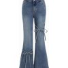 Women's 11.5 OZ High Rise Bow Tie Lace‑up Flare Jeans