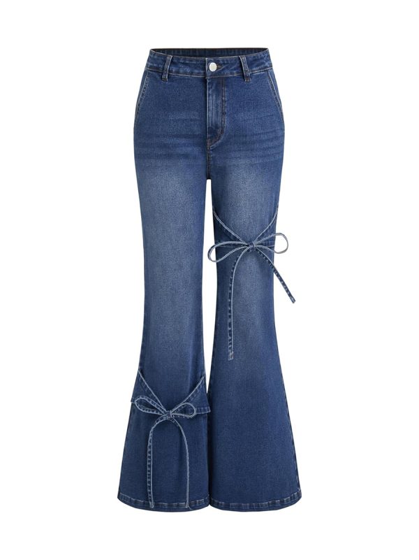 Women's 11.5 OZ High Rise Bow Tie Lace‑up Flare Jeans