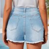 Women's 10.8 OZ High Rise Ripped Distressed Raw Hem Denim Shorts