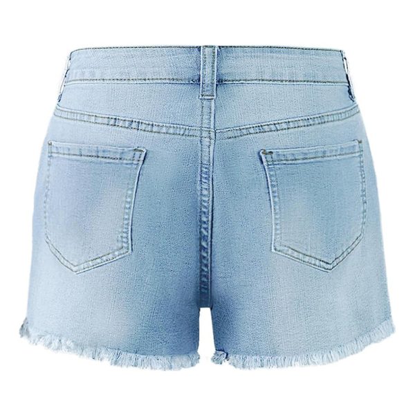 Women's 10.8 OZ High Rise Ripped Distressed Raw Hem Denim Shorts