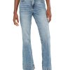 Women's 11.8 OZ High Rise Faded Western Cuffed Hem Flare Jeans