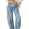 1788141896891567.jpg Women's 11.8 OZ Mid Rise Rigid Acid Stone Wash Barrel Ankle‑length Jeans
