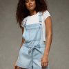 Women's 10.5 OZ Salt Wash Denim Short Bib Overalls