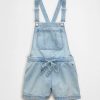 Women's 10.5 OZ Salt Wash Denim Short Bib Overalls
