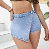 35816 Women's 10.8 OZ Y2K Stretch Silver Metal Studs Denim Skort