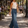 Women's 11.8 OZ Retro Cargo Square Front Patch Pockets Wide Leg Jeans
